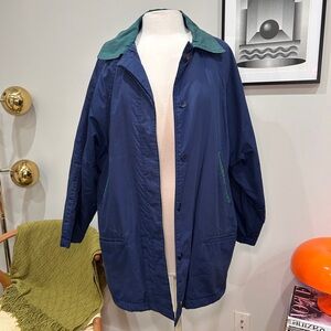 Blue and green jacket with a relaxed fit
